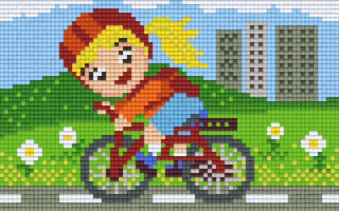 Little Girl Riding Bike Two [2] Baseplate PixelHobby Mini-mosaic Art Kits image 0